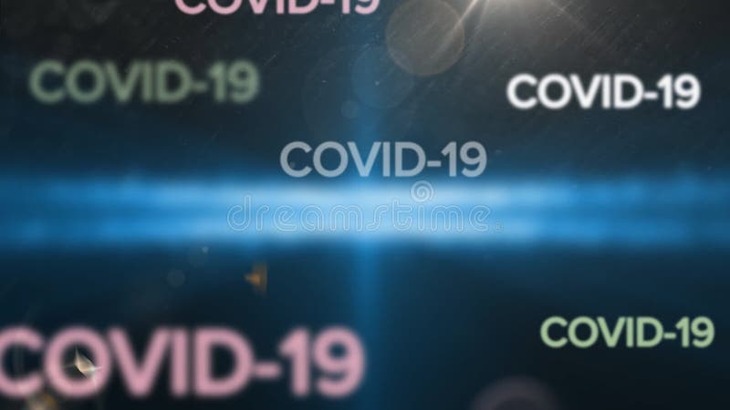 Animation of words Covid-1 floating on blue background vector illustration