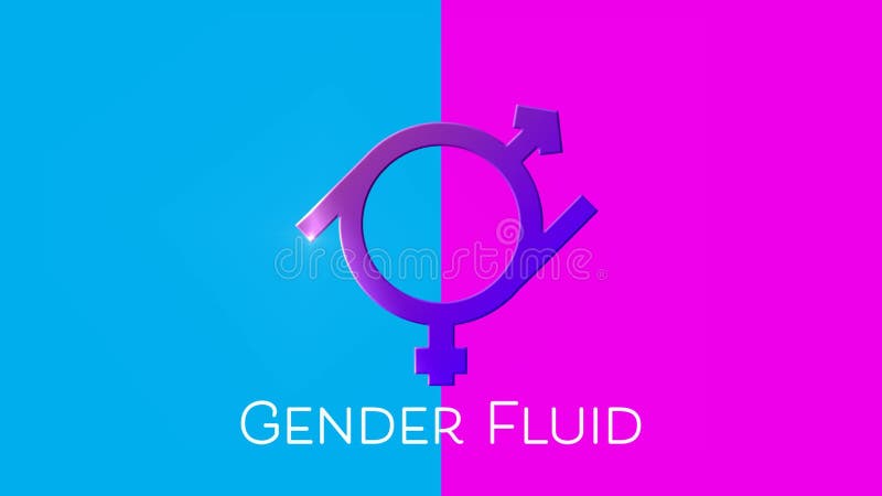 Gender Fluid Text And Symbol Against Spots Of Light In Background Stock