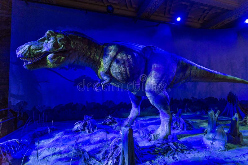 Animatronic dinosaur display at the, Natural History Museum, London