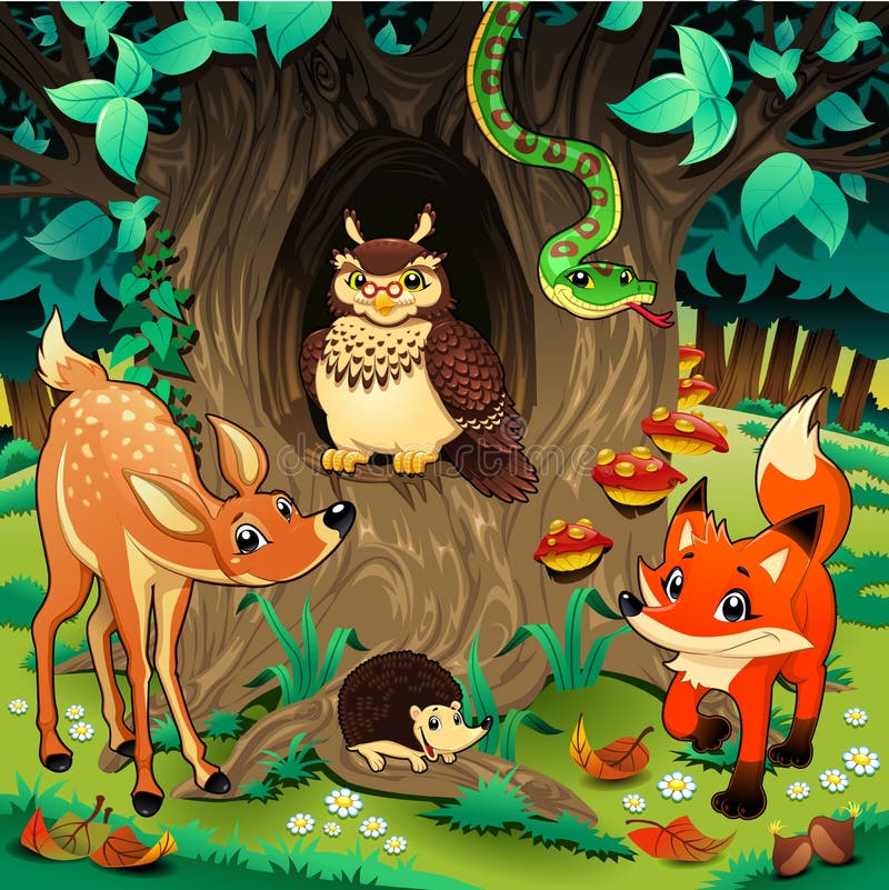 Animaux dans le bois. illustration libre de droits Animaux dans le bois. illustration libre de droits