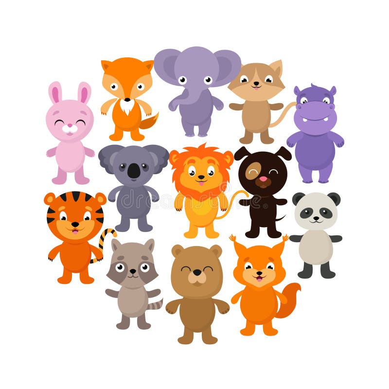Animaux De Bebe De Foret De Savane Et De Jungle Jeu De Caracteres De Vecteur De Bande Dessinee Illustration De Vecteur Illustration Du Hippo Insigne