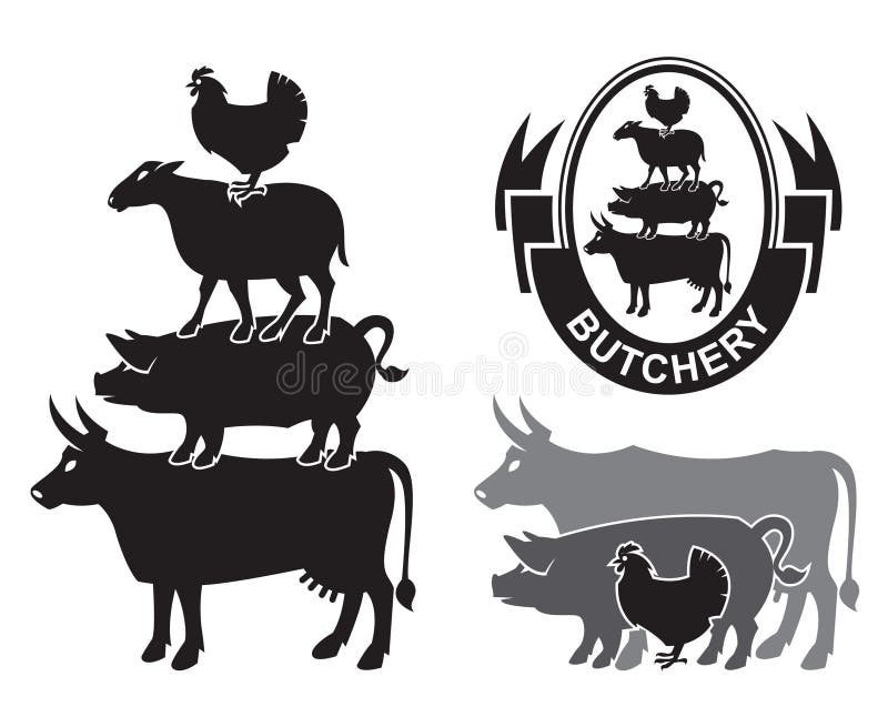 Monochrome set of farm animals design. Monochrome set of farm animals design