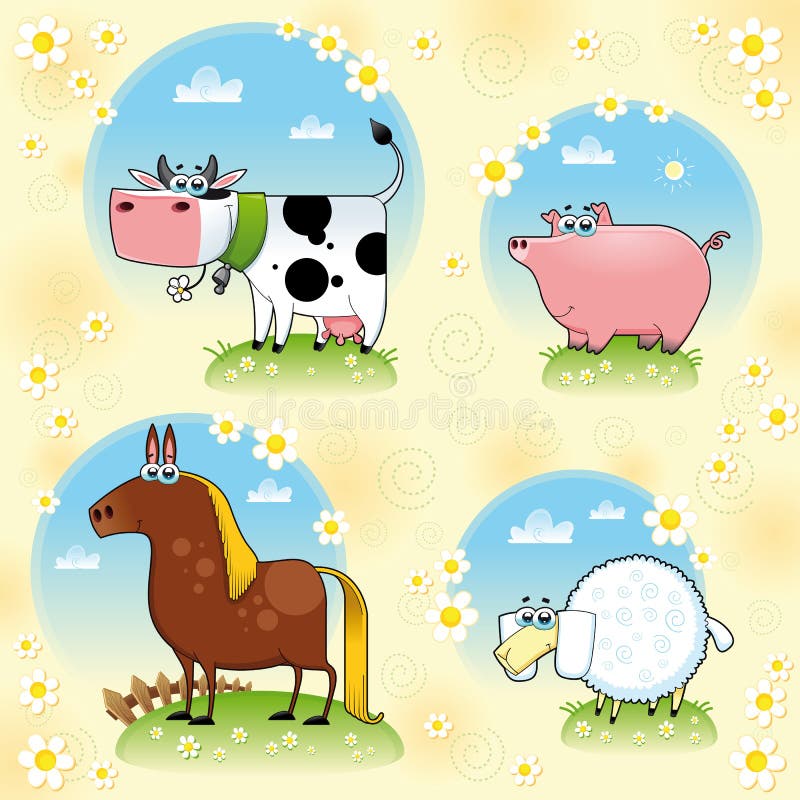 Funny farm animals. Cartoon and vector isolated characters. Funny farm animals. Cartoon and vector isolated characters.