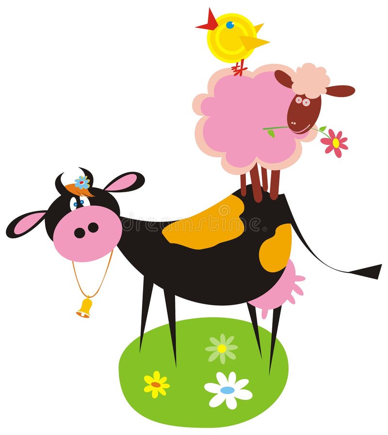 Funny farm animals (cow, sheep, chicken). Funny farm animals (cow, sheep, chicken)