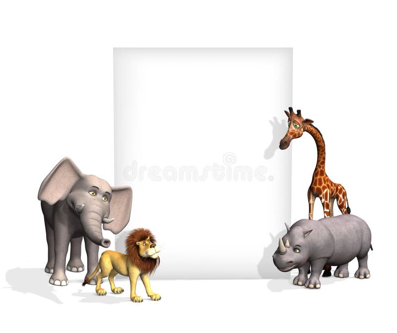 Animaux de zoo avec le signe vide illustration de vecteur Animaux de zoo avec le signe vide illustration de vecteur