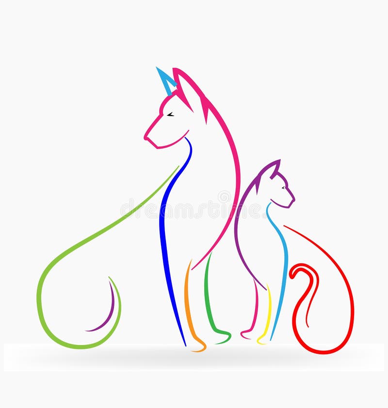 Animaux familiers colorés de chat et de chien illustration de vecteur Animaux familiers colorés de chat et de chien illustration de vecteur