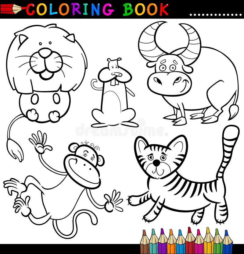 Animaux pour le livre ou la page de coloration illustration stock Animaux pour le livre ou la page de coloration illustration stock