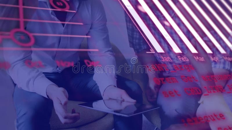 Animazione dell'elaborazione dei dati su diverse aziende in ufficio archivi video