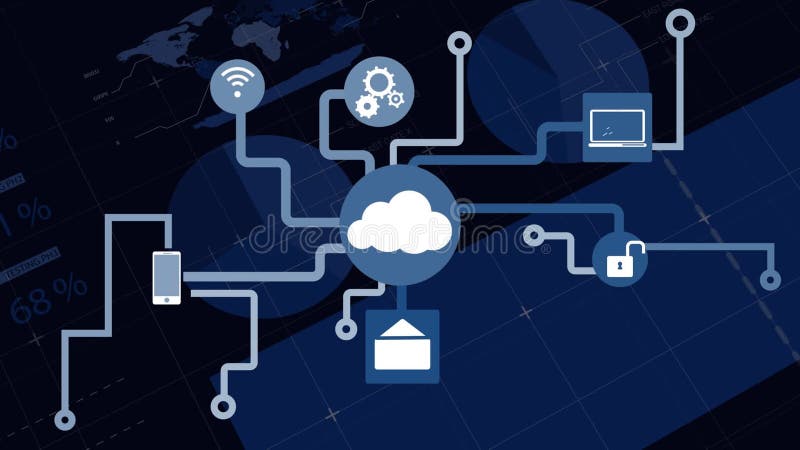 Animazione della rete di connessioni cloud computing illustrazione vettoriale