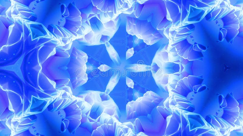 Animazione liscia della forma di matte morbida astratta 3d come fiore o struttura simmetrica mandala di viola blu