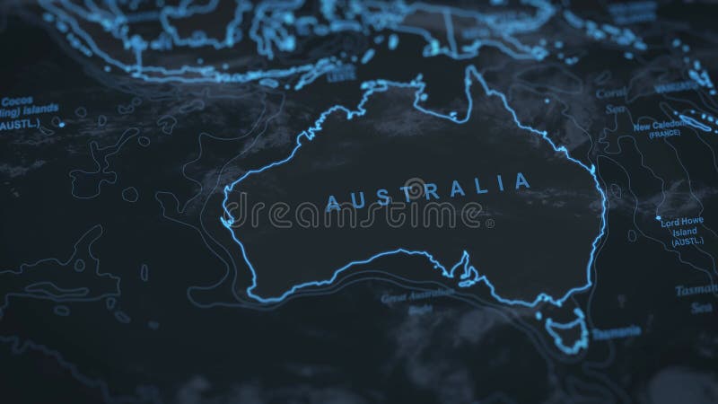 Animazione mappa del mondo. chiusura delle frontiere australiane.