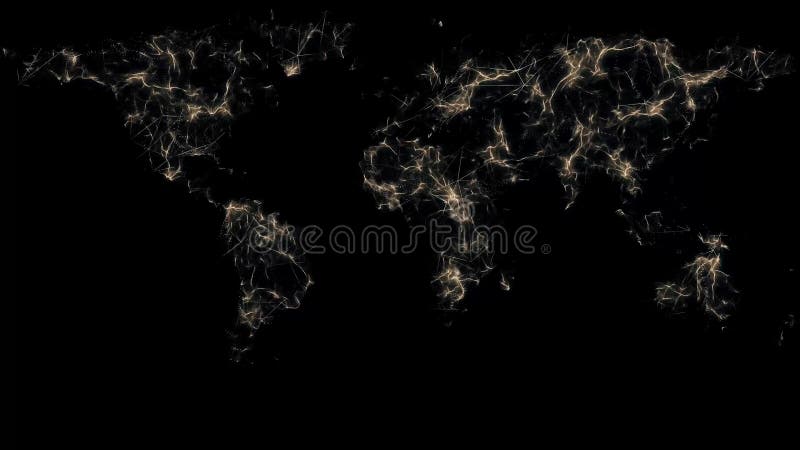 Animação iluminada do mapa do mundo Mapa de mundo abstrato Mapa do mundo da energia