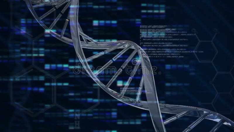 Animația lanțului adn în timpul procesării datelor stock illustration