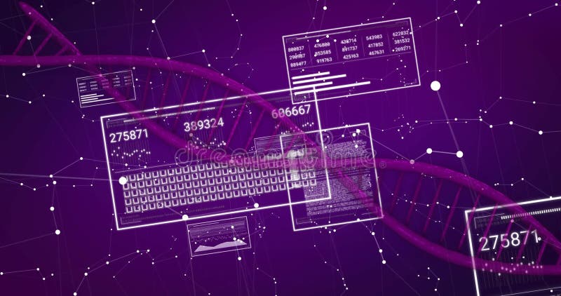 Animația lanțului adn în timpul procesării datelor stock illustration