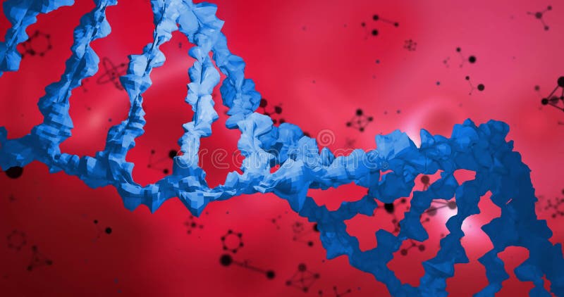 Animația moleculelor care se deplasează peste lanț adn vector illustration