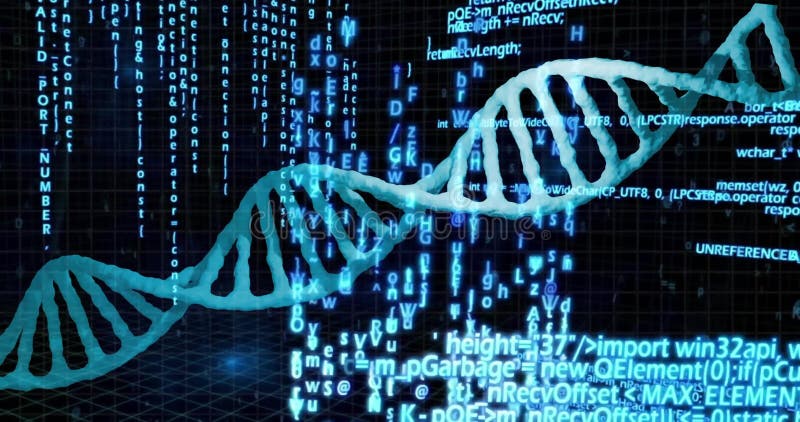 Animația prelucrării datelor pe un șir adn stock illustration