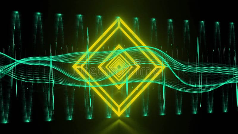 Animație a formelor de neon care se deplasează peste lanț adn stock video