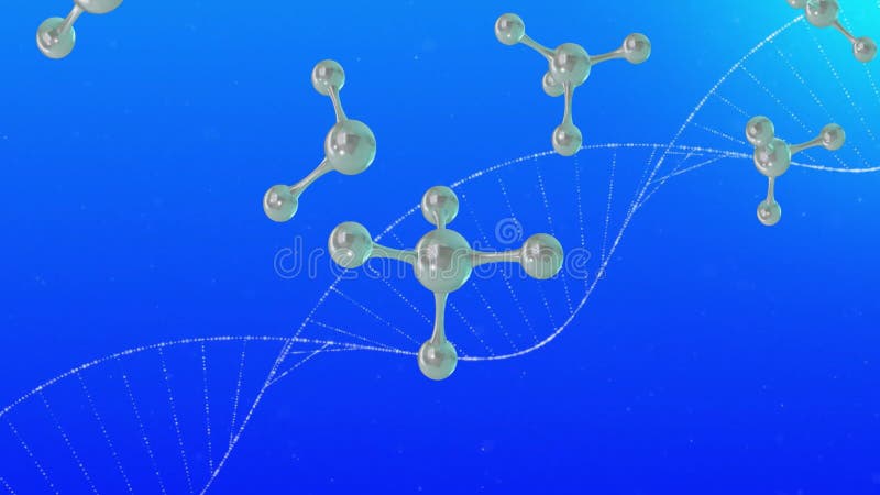 Animație a moleculelor în mișcare peste lanț adn stock illustration