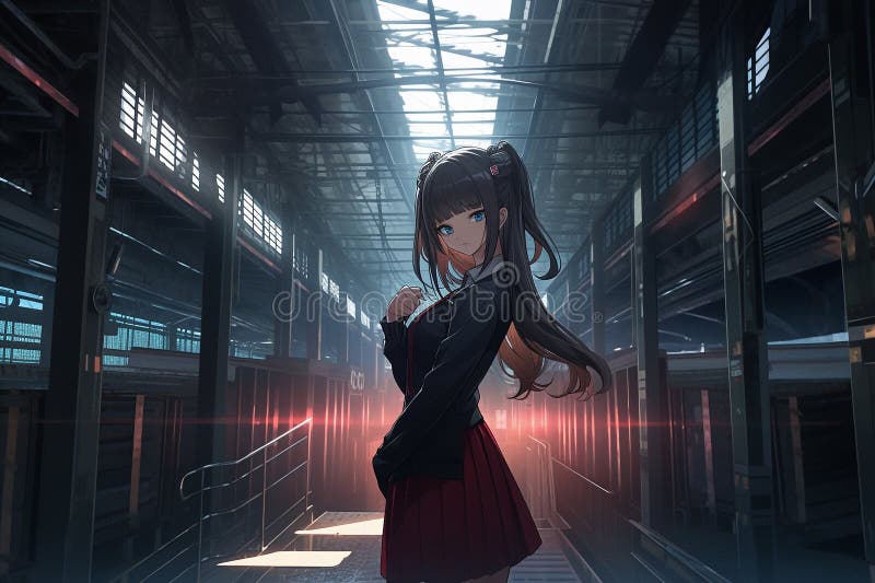 Colorful dreamscape of cyberpunk anime girl - AI Generated Artwork