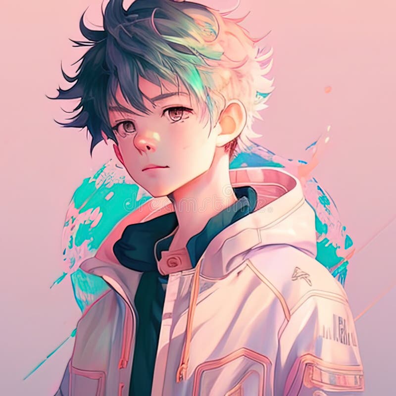 Anime Boy Avatar Ai Generative Art Stock Illustration