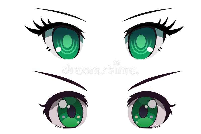 Cute Cool Green Anime Girl Eyes Print
