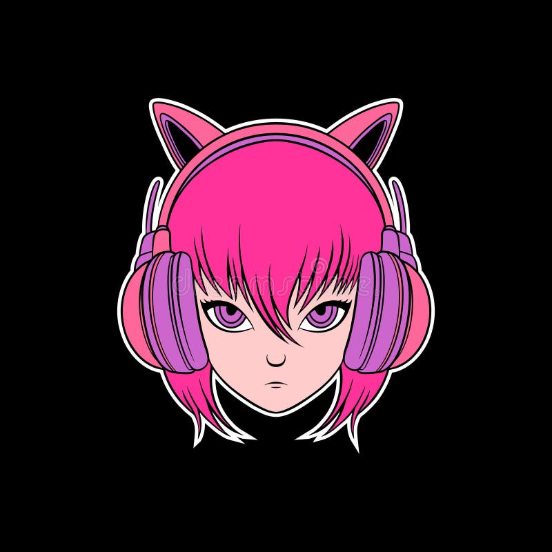 Cute girl gaming logo stock vector. Illustration of cyber - 203194223