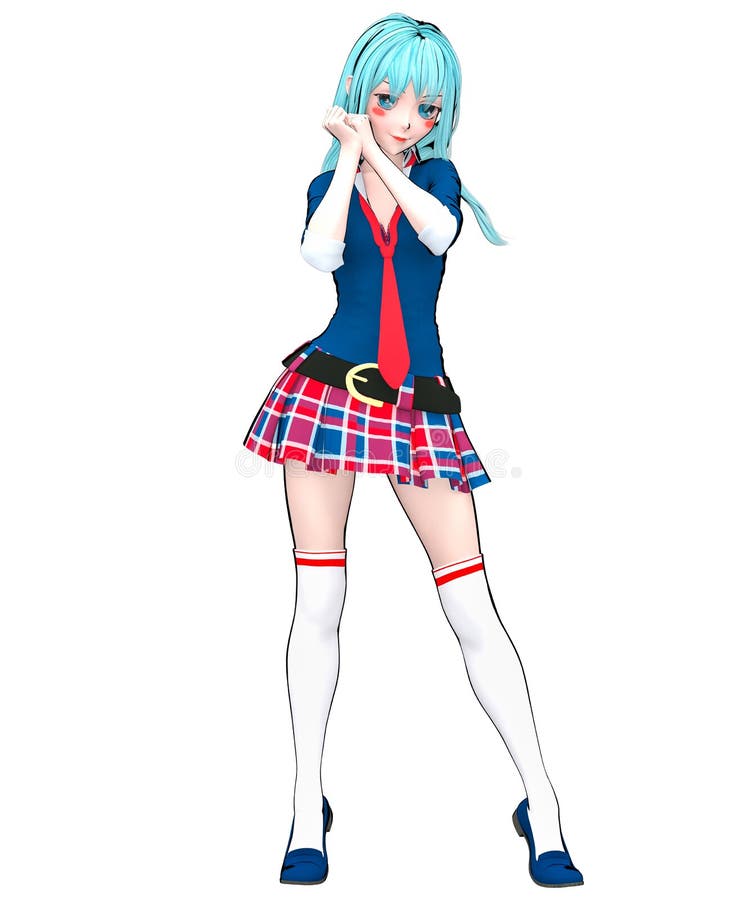 Anime Doll Japanese Anime Schoolgirl Big Blue Eyes Stock Illustration -  Illustration of anime, cute: 125660147