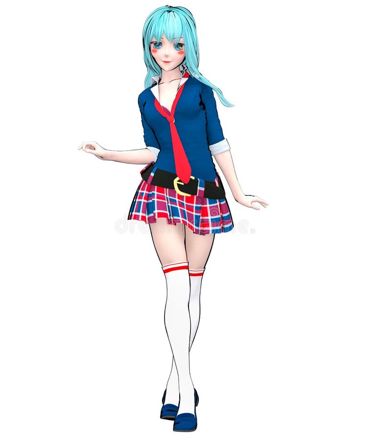 Anime doll japanese anime schoolgirl big blue eyes.