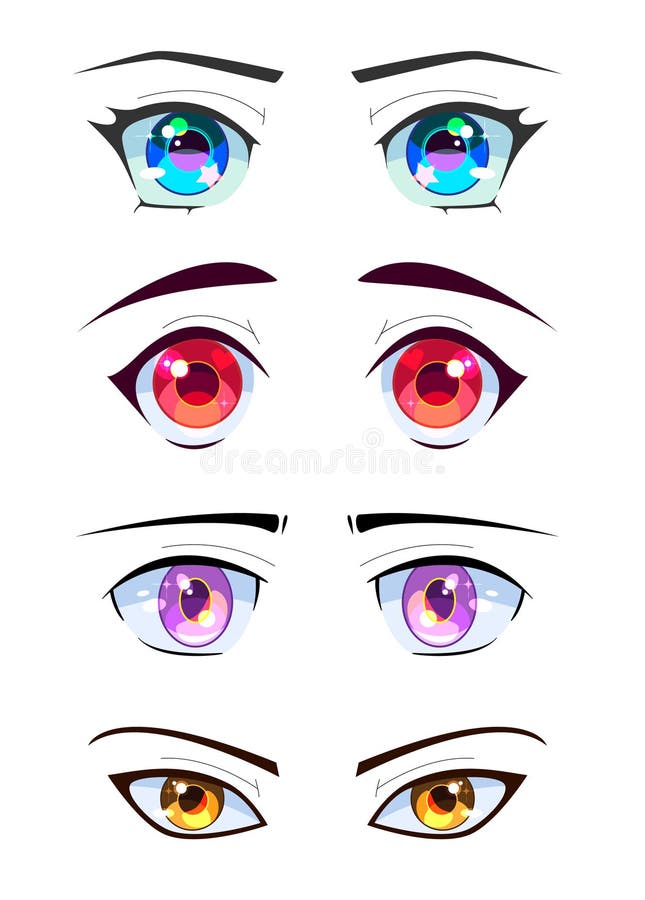 Manga Expression. Girl Eyes, Mouth, Eyebrows Anime Woman Faces. Female  Character In Cartoon Japanese Or Korean Kawaii Style Various Emotions  Collection People Feelings Symbol Comic Vector Isolated Set Royalty Free  SVG, Cliparts