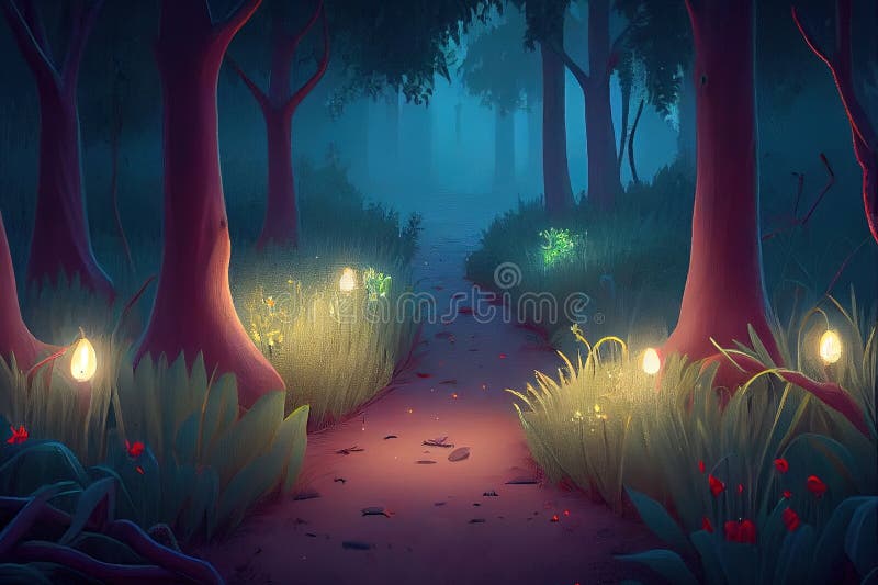 anime forest night