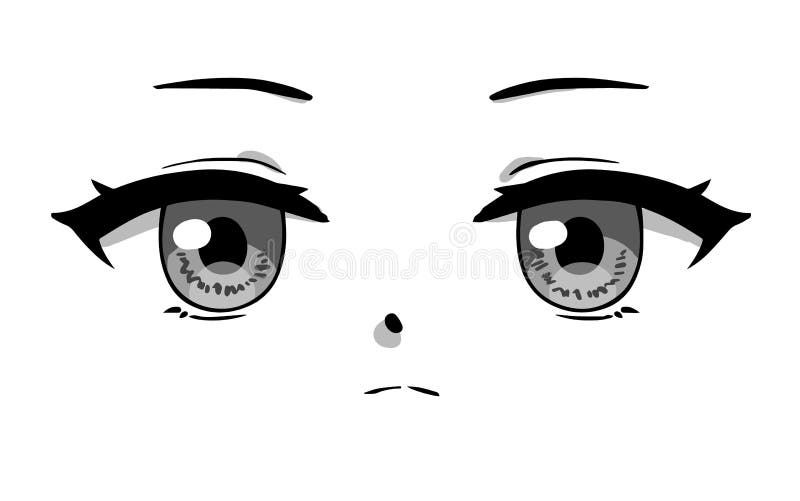 Scared anime face manga style funny eyes Vector Image