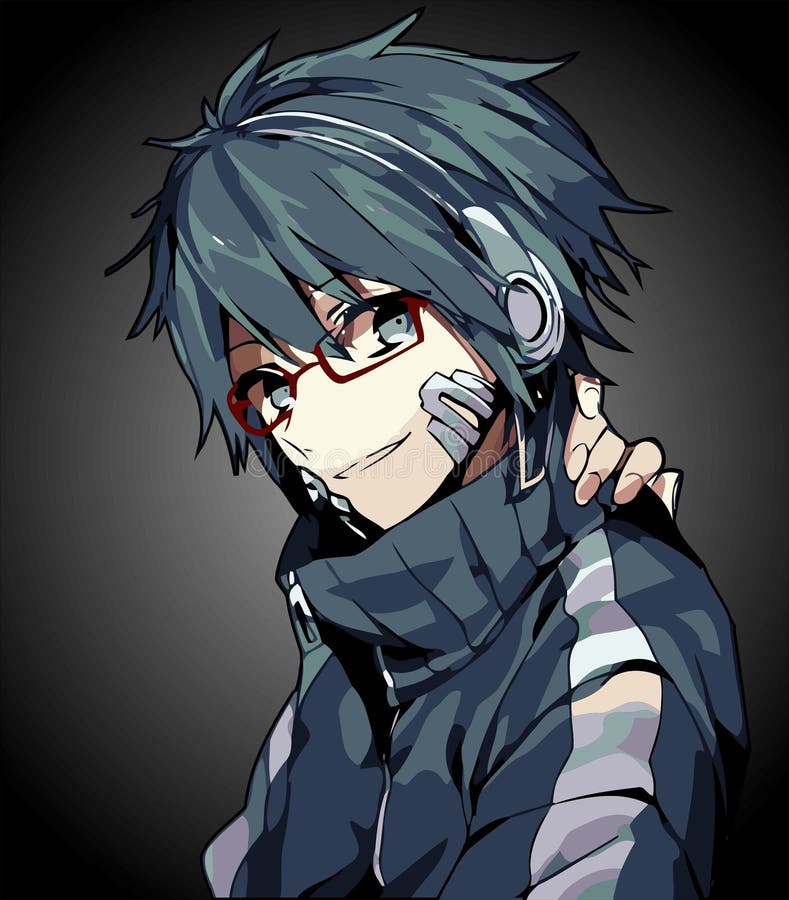 Anime garçon avec lunettes illustration de vecteur. Illustration du retrait  - 264046716