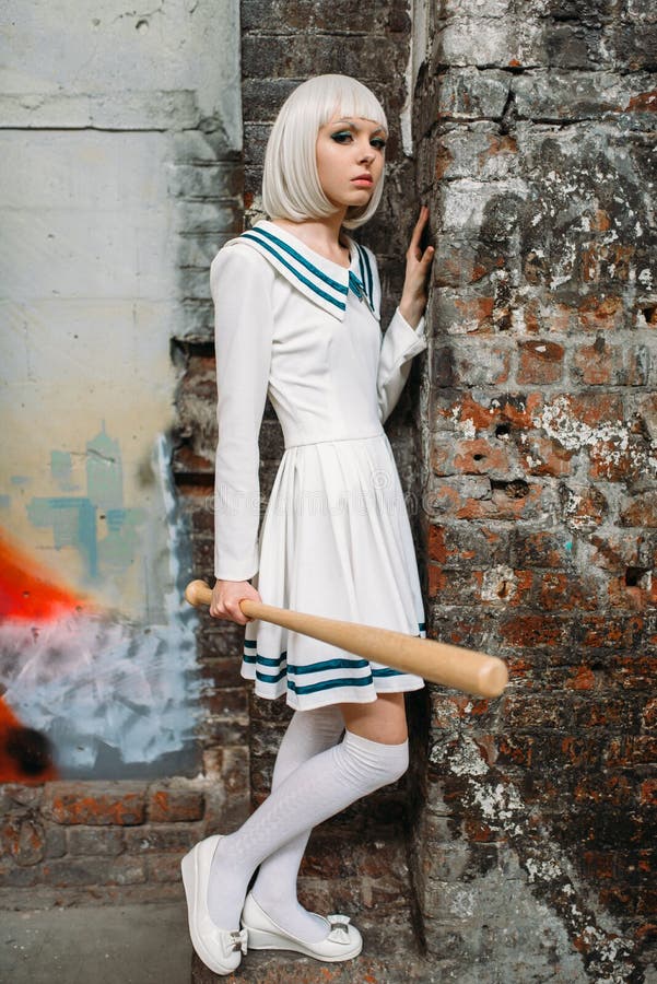 Anime girl with baseball bat