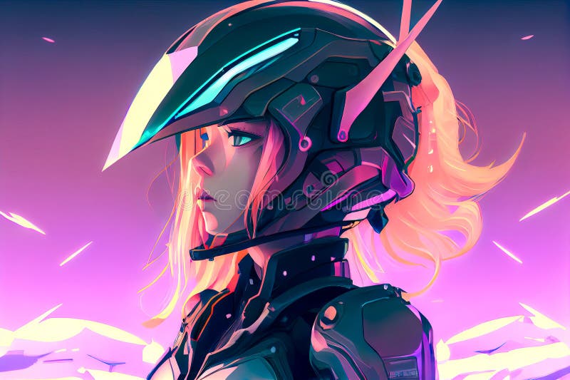 Cyberpunk Girl, Anime, Character Design, Concept Art, Beautiful Girl,  Generative AI Stock Illustration