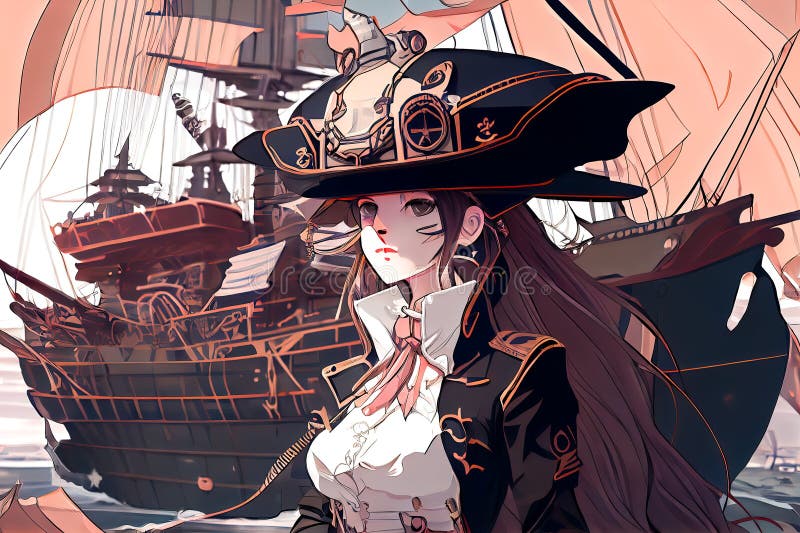 Anime Girl Pirate on the Background of the Ship. Generative AI, Generative,  AI Stock Photo - Image of cloud, destination: 273294682