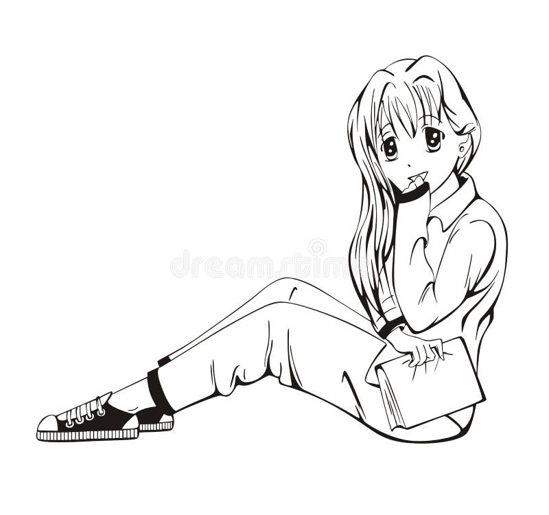 Anime Girl sitting on the Chair PNG Image - PurePNG | Free transparent CC0  PNG Image Library