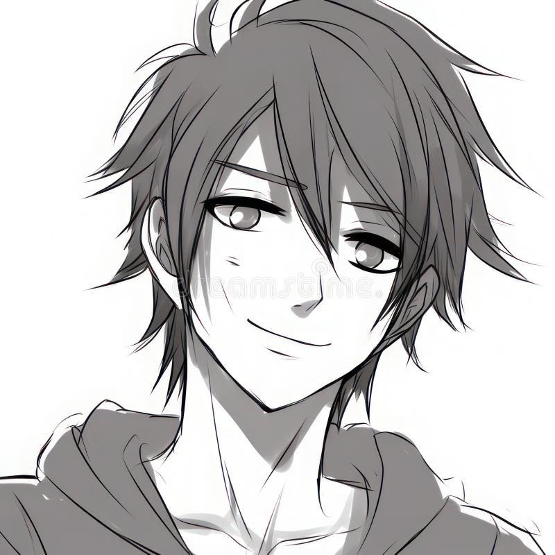 Solitary Anime Boy - black and white anime boy profile picture