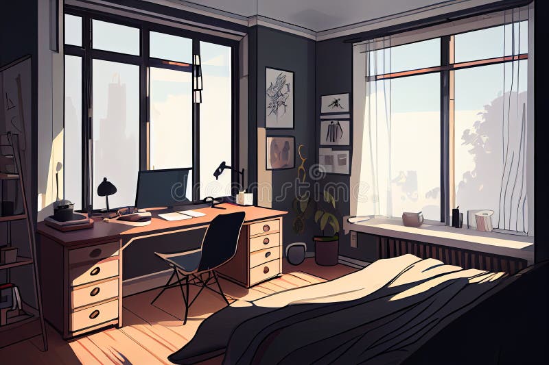 anime game art background a lovely cozy bedroom abstract digital  illustration created with generative ai Stock Illustration  Adobe Stock