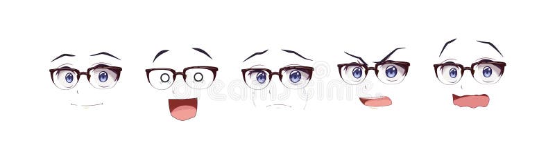 Anime manga expressions eyes set boy and girl. Japanese cartoon