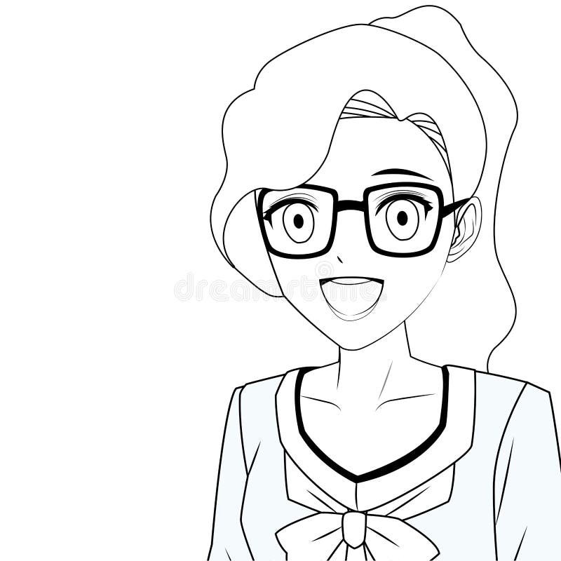 Anime Art Girl Glasses