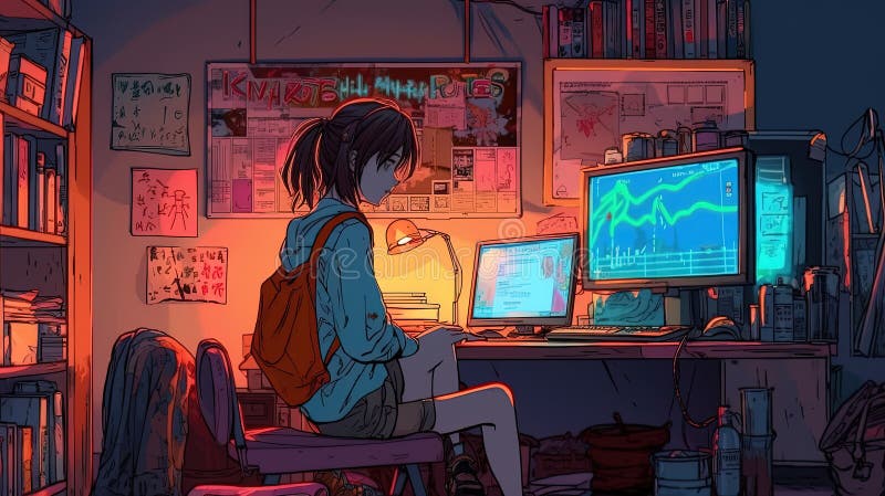 Anime Girl Listening Stock Illustrations – 145 Anime Girl Listening ...