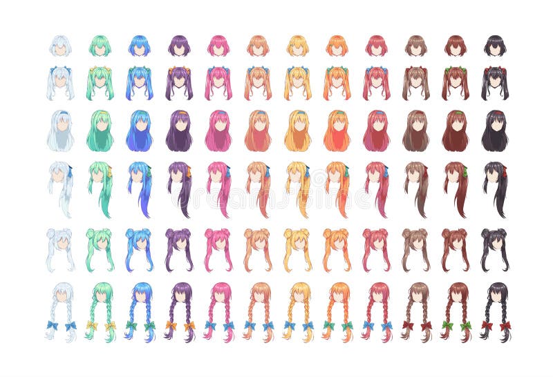 Manga Female Hair Style Vector Illustration Stock Vector Royalty Free  1632163507  Shutterstock