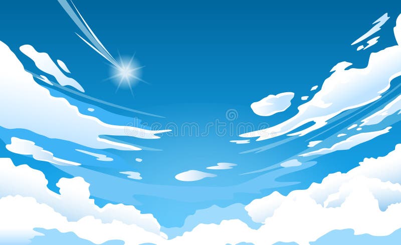 Anime Sky. Cloud in Blue Heaven in Sunny Summer Day, Cloudy ...