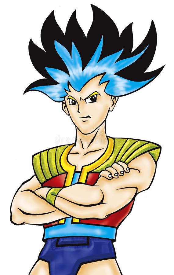 Super Blue Hair Anime Warrior