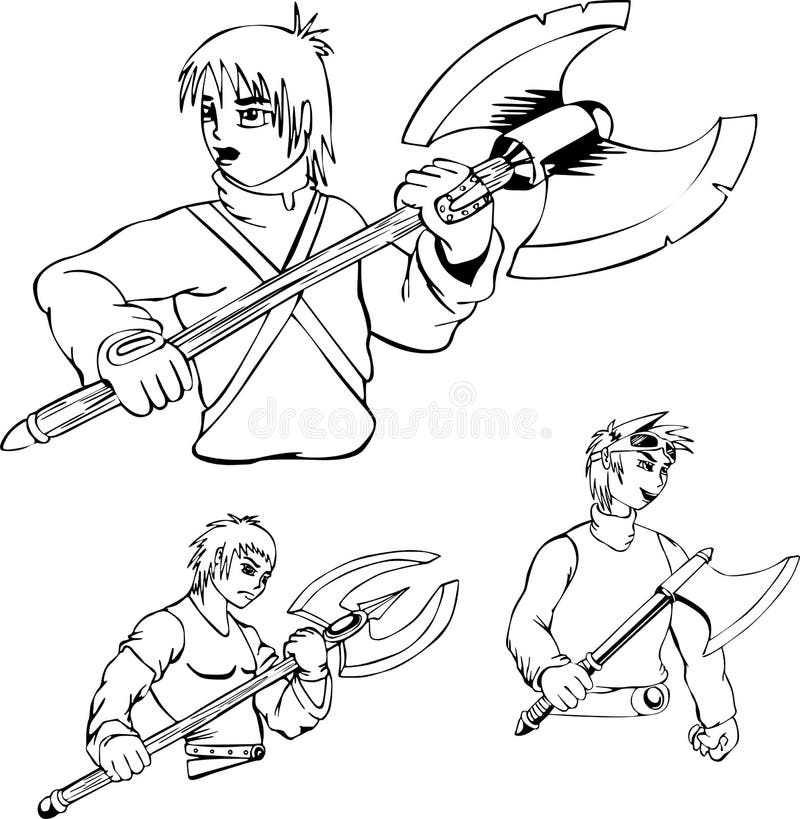 anime warrior drawing