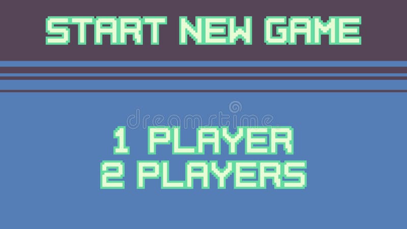 Animer démarrer un nouveau jeu arrière-plan avec sélection de joueur 8bit jeu. menu style arcade rétro animation boucle. illustration libre de droits