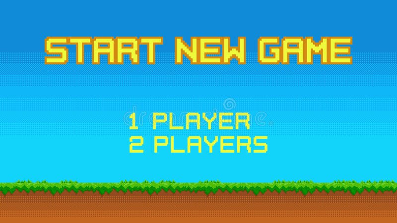 Animer démarrer un nouveau jeu arrière-plan avec sélection de joueur 8bit jeu. menu style arcade rétro animation boucle. vert illustration libre de droits