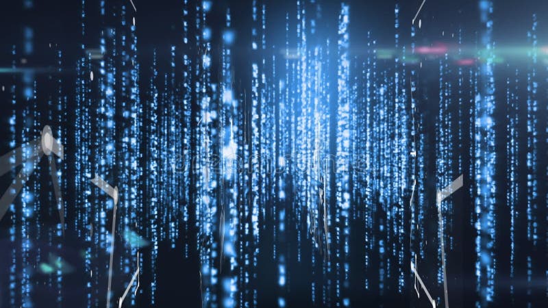 Animering av ljusspår över databehandling över datorkod vektor illustrationer