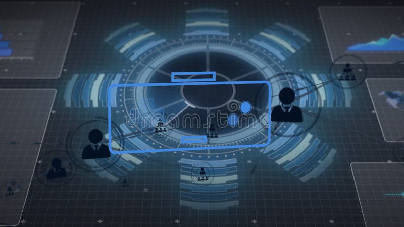 Animering med silhouettes och visualisering av data på det framtida digitala gränssnittet lager videofilmer