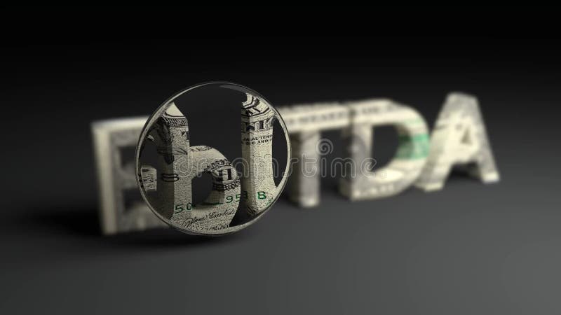 Animering på EBITDA-ord med dollaranmärkningstextur